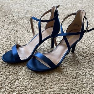 Dream Pairs Blue Satin 3 inch Stiletto Heels, Size 8